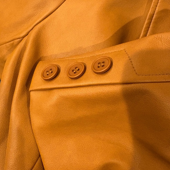 Avec Les Filles  faux leather jacket blazer tan sz M - Picture 5 of 6